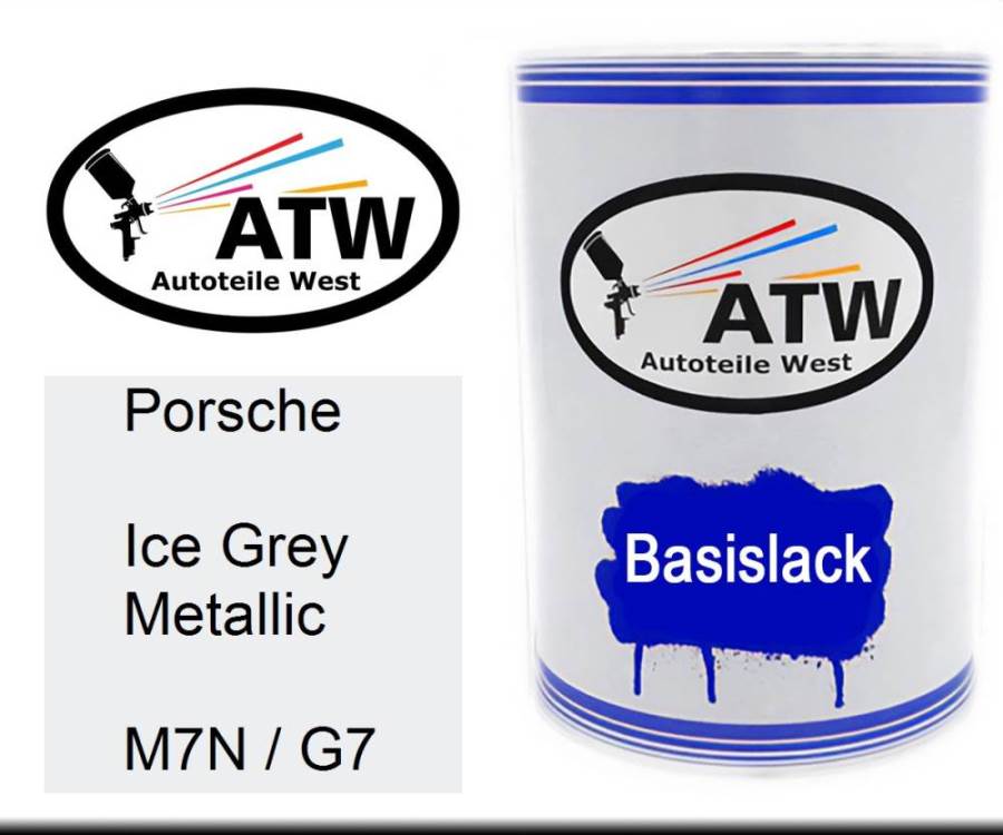 Porsche, Ice Grey Metallic, M7N / G7: 500ml Lackdose, von ATW Autoteile West.